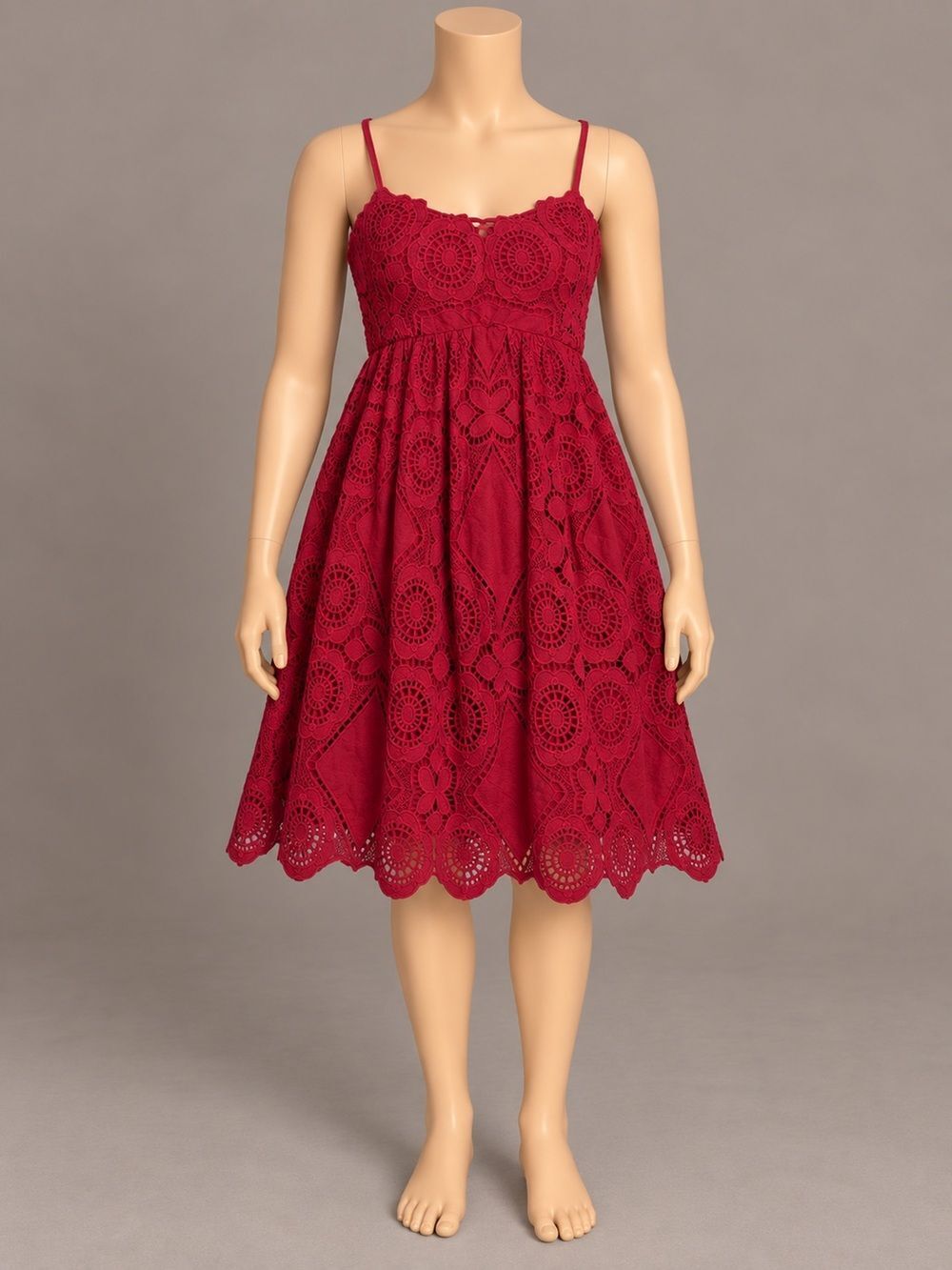 Maeve by Anthropologie Red Summer Moon Lace Spaghetti Strap Dress Size 6